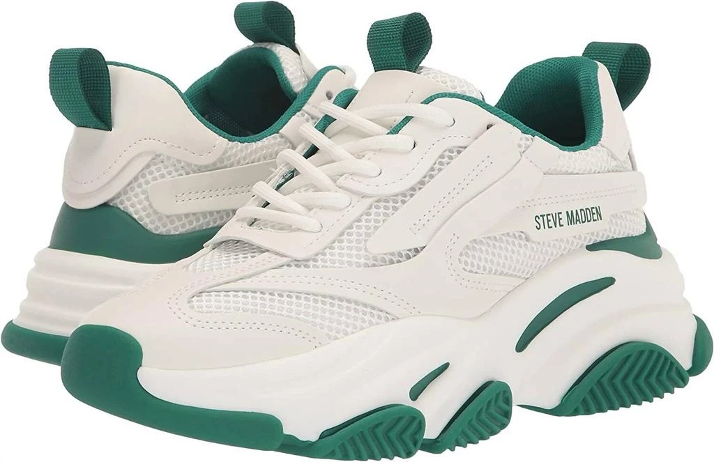 商品Steve Madden|Women's Possession Sneaker In White/emerald,价格¥518,第1张图片