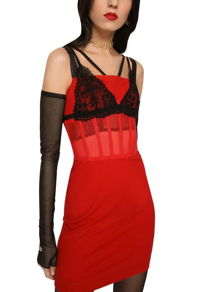 商品Dolce & Gabbana|Milano 对比文胸细节罗纹连衣裙,价格¥10271,第4张图片详细描述