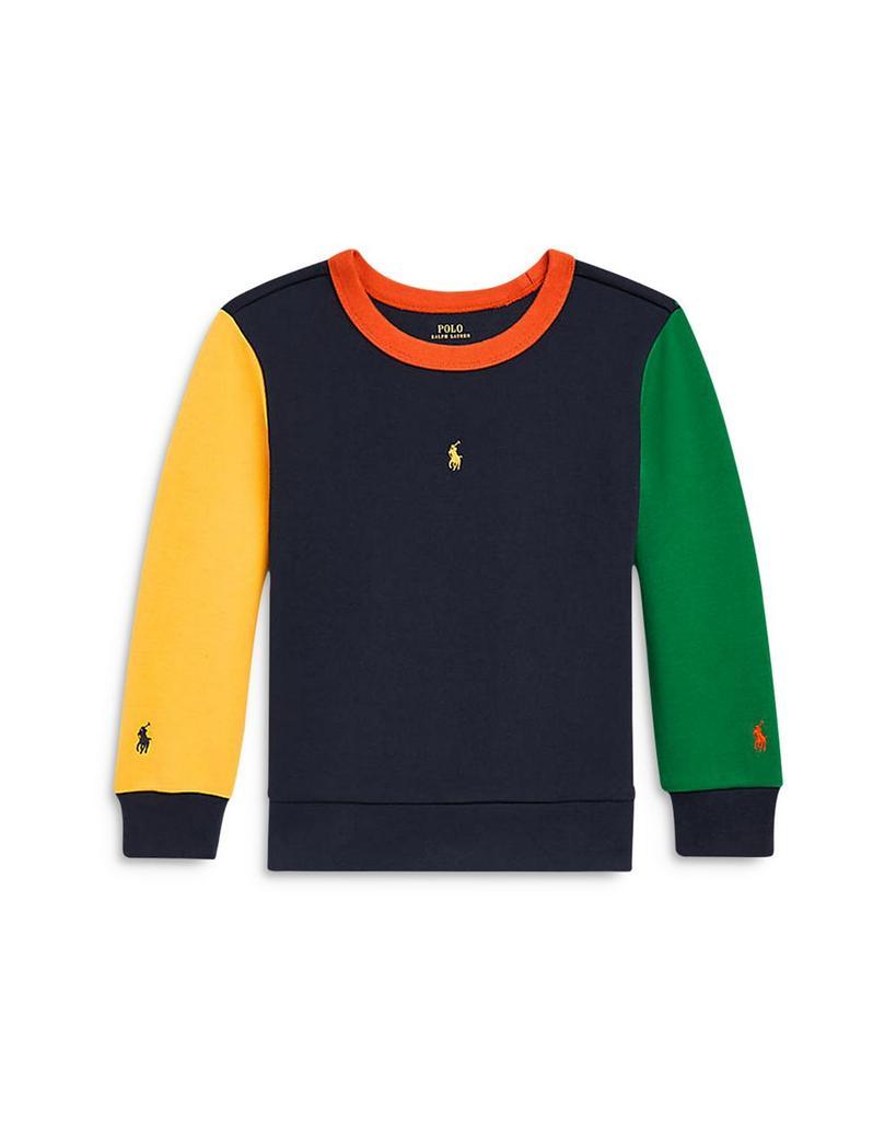 商品Ralph Lauren|Boys' Color Blocked Double Knit Sweatshirt - Little Kid, Big Kid,价格¥387,第1张图片