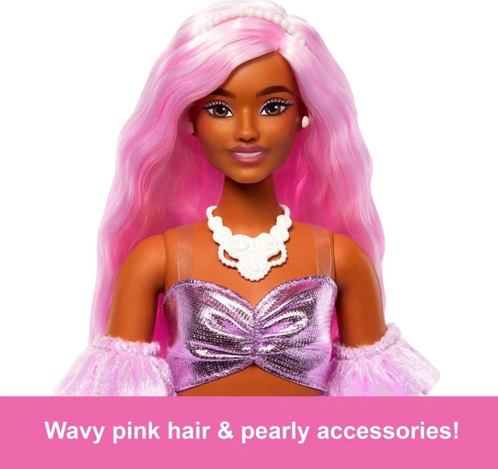 商品Barbie|Barbie Deluxe Style Doll #1 in Barbiecore Outfit, Pink Hair and Glossy Pink Dress with Accessories Like Velvet Gloves, Money Purse, and More,价格¥97,第4张图片详细描述