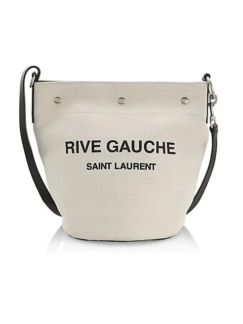 商品Yves Saint Laurent|Rive Gauche Linen & Leather Bucket Bag,价格¥13571,第1张图片