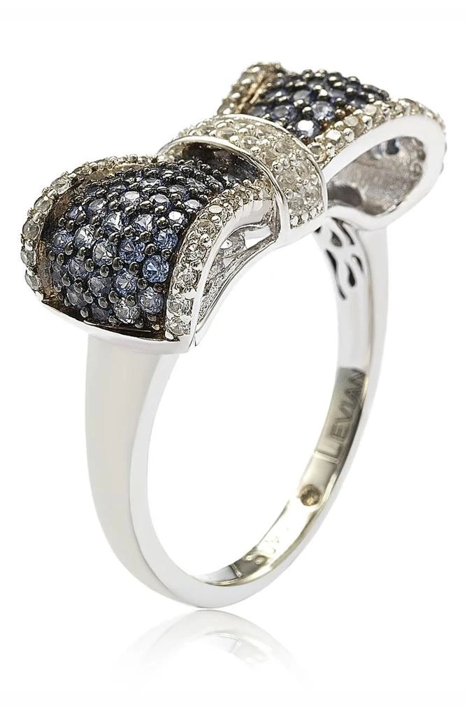 商品Suzy Levian|Two-Tone 18K Gold Plated Sterling Silver Sapphire & Diamond Bow Ring,价格¥2087,第3张图片详细描述