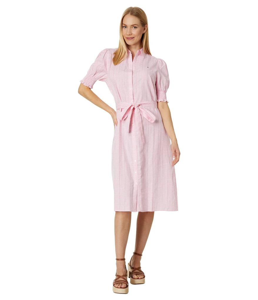 商品Tommy Hilfiger|Puff Sleeve Gingham Midi Dress,价格¥489,第1张图片