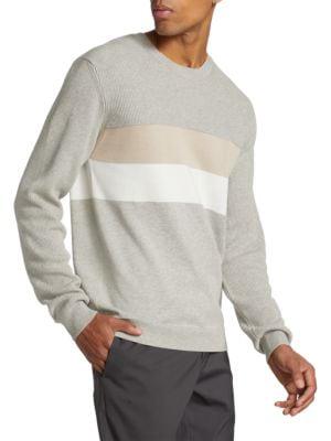 Colorblocked Rib Knit Cotton Sweater商品第1张图片规格展示