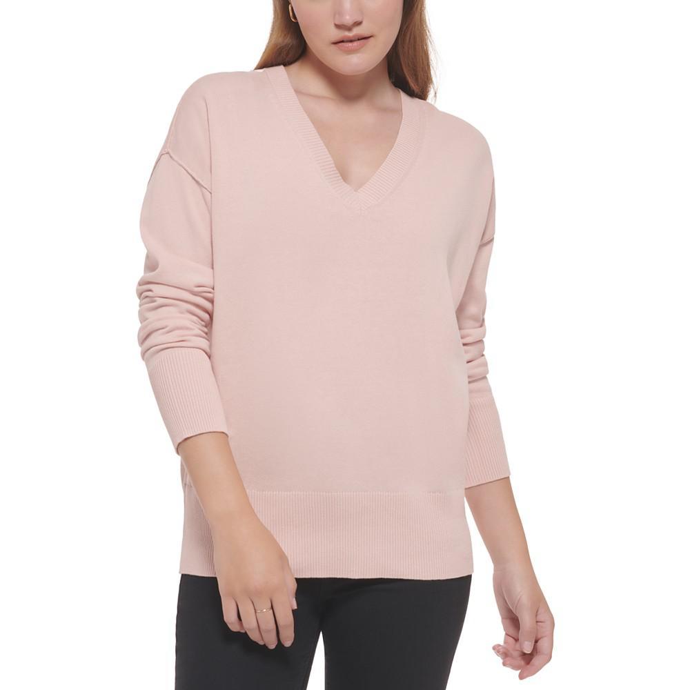 商品Calvin Klein|Women's Cotton V-Neck Sweater,价格¥218,第1张图片