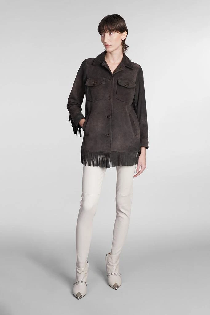 商品Salvatore Santoro|Salvatore Santoro Leather Jacket In Grey Leather,价格¥4254,第2张图片详细描述