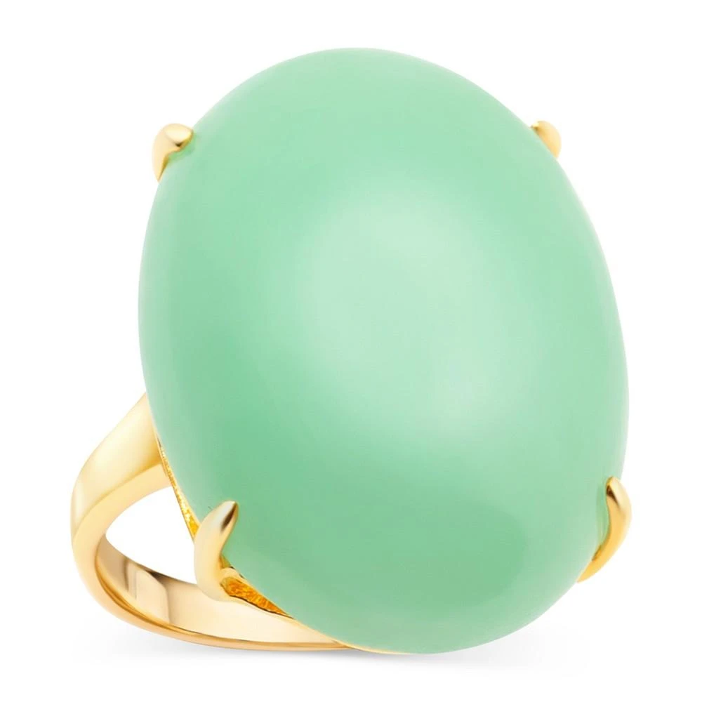 商品Macy's|Dyed Green Jade Cabochon Ring in 14k Gold-Plated Sterling Silver,价格¥1822,第1张图片