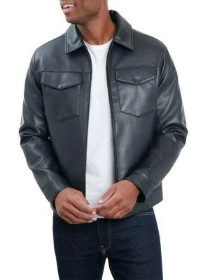 商品Michael Kors|Kingsbury Faux Leather Trucker Jacket,价格¥261,第3张图片详细描述