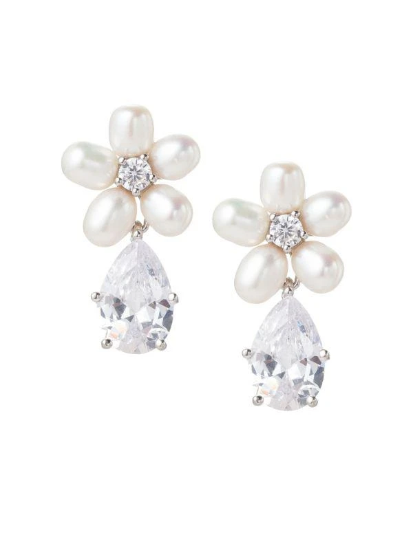 商品Eye Candy LA|Luxe Emma 3MM White Oval Freshwater Pearl & Crystal Necklace & Drop Earrings Set,价格¥1033,第3张图片详细描述