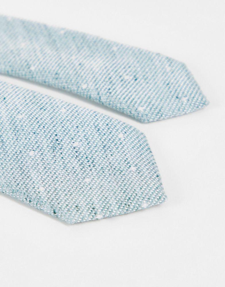 ASOS DESIGN slim tie with texture and polka dot detail in mint商品第2张图片规格展示