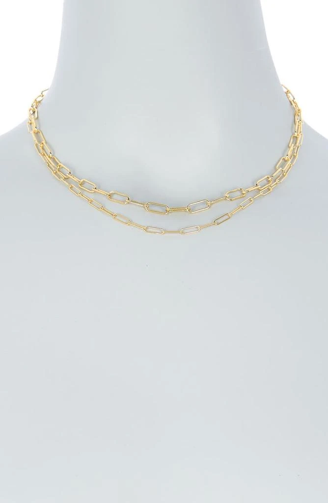 商品ADORNIA|14K Gold Plated 3mm & 4mm Paperclip Chain Necklace Set,价格¥150,第3张图片详细描述