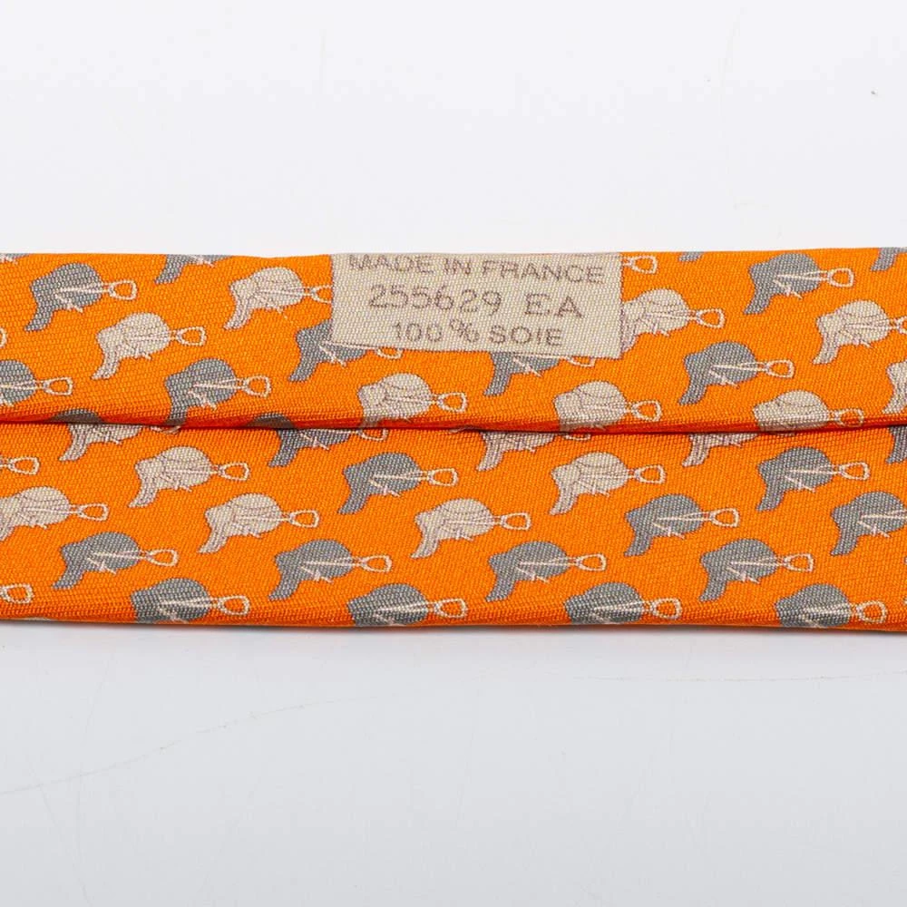 商品[二手商品] Hermes|Hermes Orange Horse Printed Silk Tie,价格¥1045,第4张图片详细描述