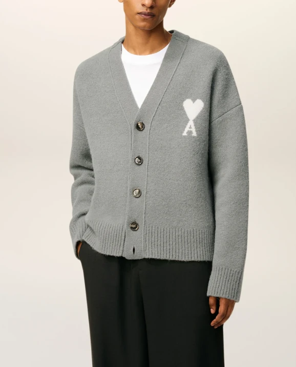 【秋冬新品】AMI 男女同款ADC羊驼毛混纺云朵开衫 爱心V领（香港仓发货） 商品