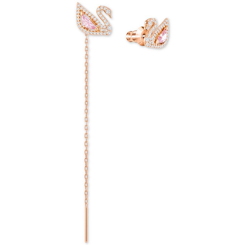 Rose Gold-Tone Crystal Swan & Removable Chain Drop Earrings商品第3张图片规格展示