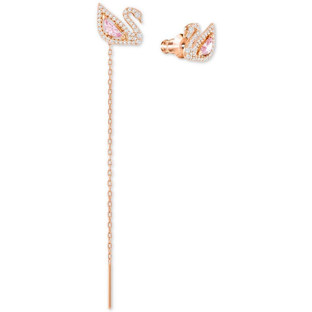 商品Swarovski|Rose Gold-Tone Crystal Swan & Removable Chain Drop Earrings,价格¥916,第5张图片详细描述