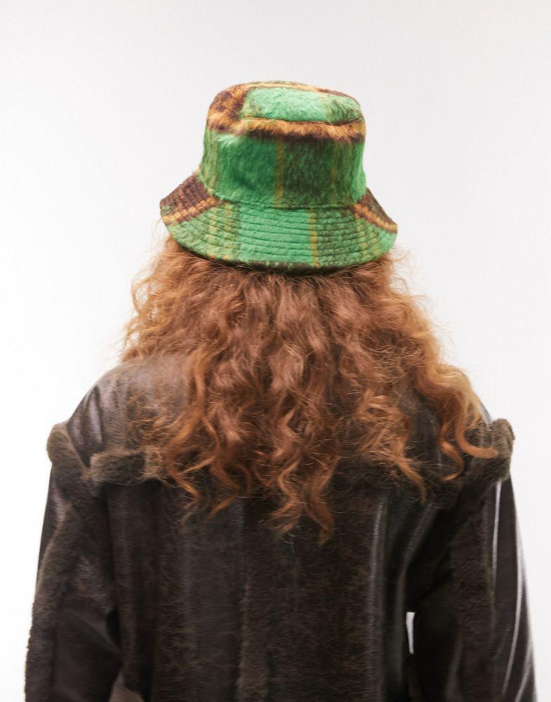 Topshop check bucket hat in green商品第2张图片规格展示