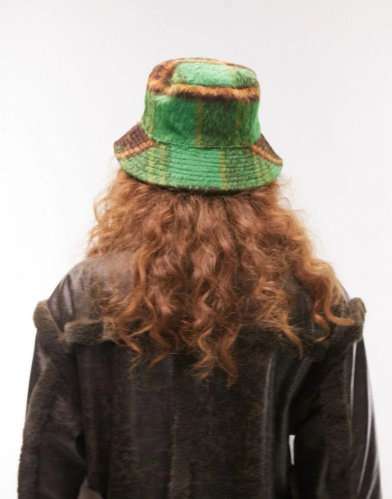 商品Topshop|Topshop check bucket hat in green,价格¥118,第2张图片详细描述