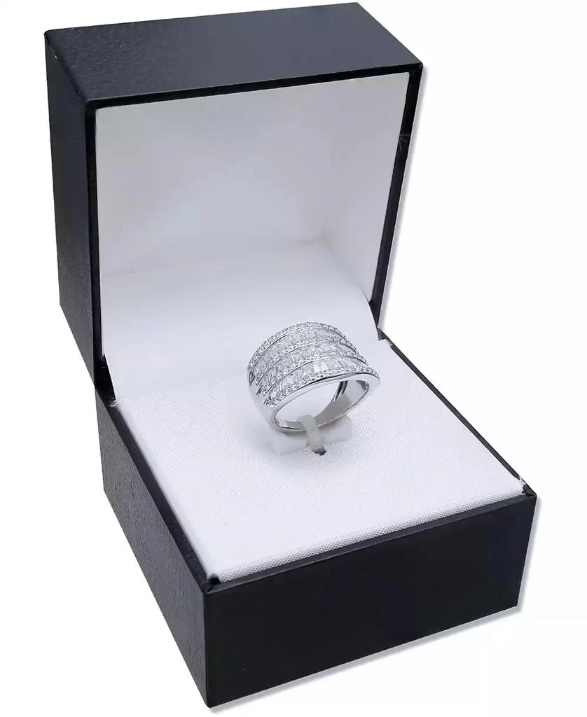 商品Macy's|Cubic Zirconia Three Row Baguette Statement Ring in Sterling Silver,价格¥253,第3张图片详细描述