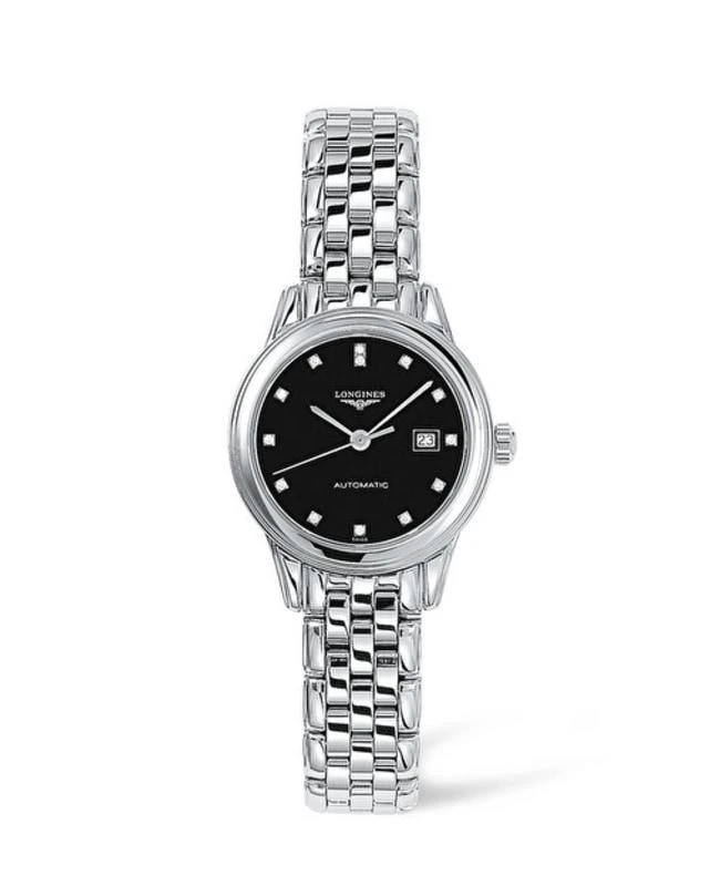商品Longines|Longines Flagship Automatic Black Diamond Dial Stainless Steel Women's Watch L4.374.4.57.6,价格¥10868,第1张图片