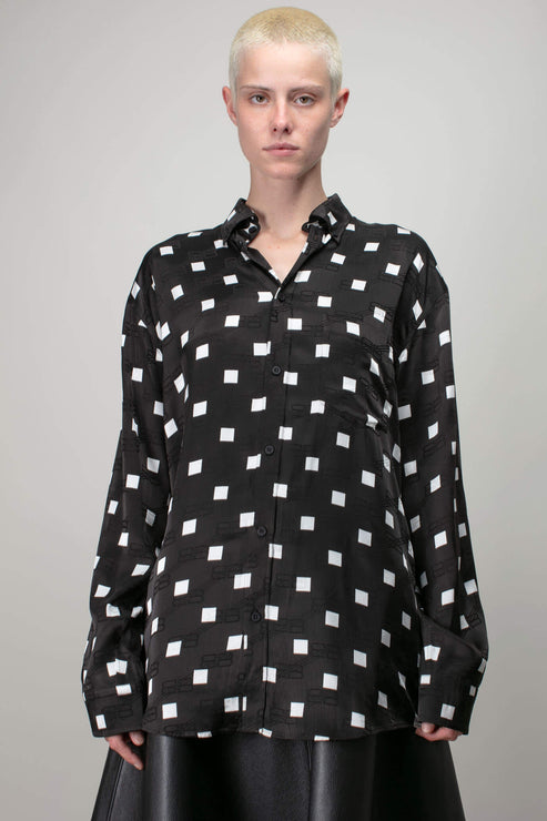 BALENCIAGA 女士黑色波点粘胶纤维长袖衬衫 658956-TML44-1070商品第1张图片规格展示