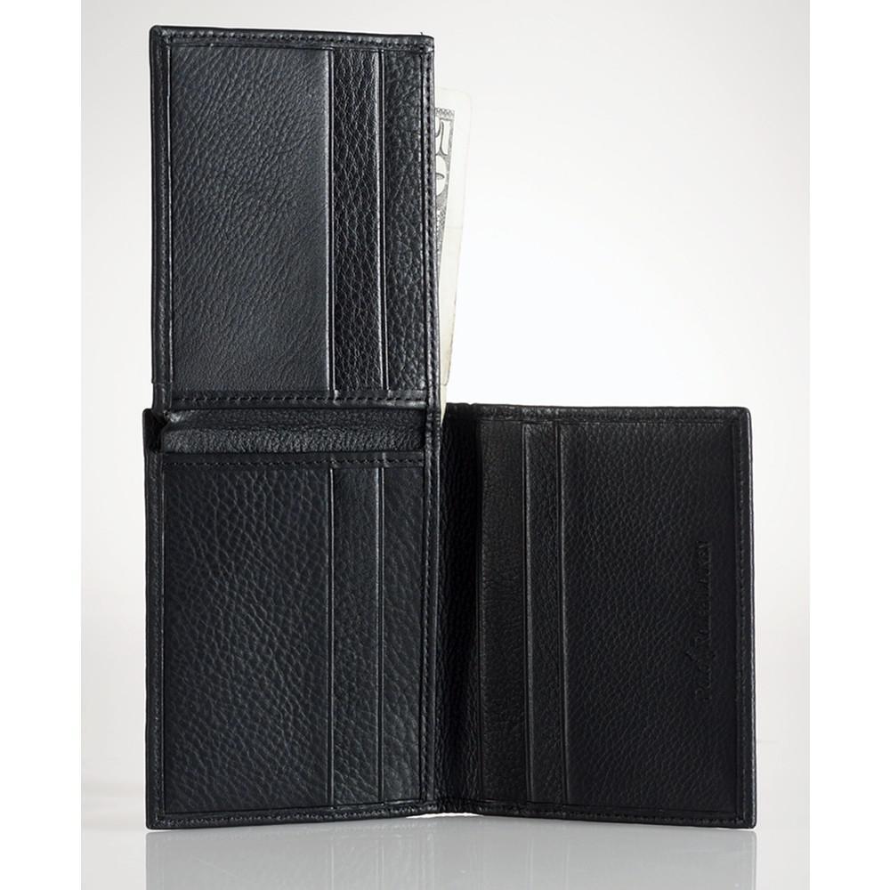 商品Ralph Lauren|Men's Wallet, Pebbled Bifold Wallet with Window,价格¥618,第4张图片详细描述