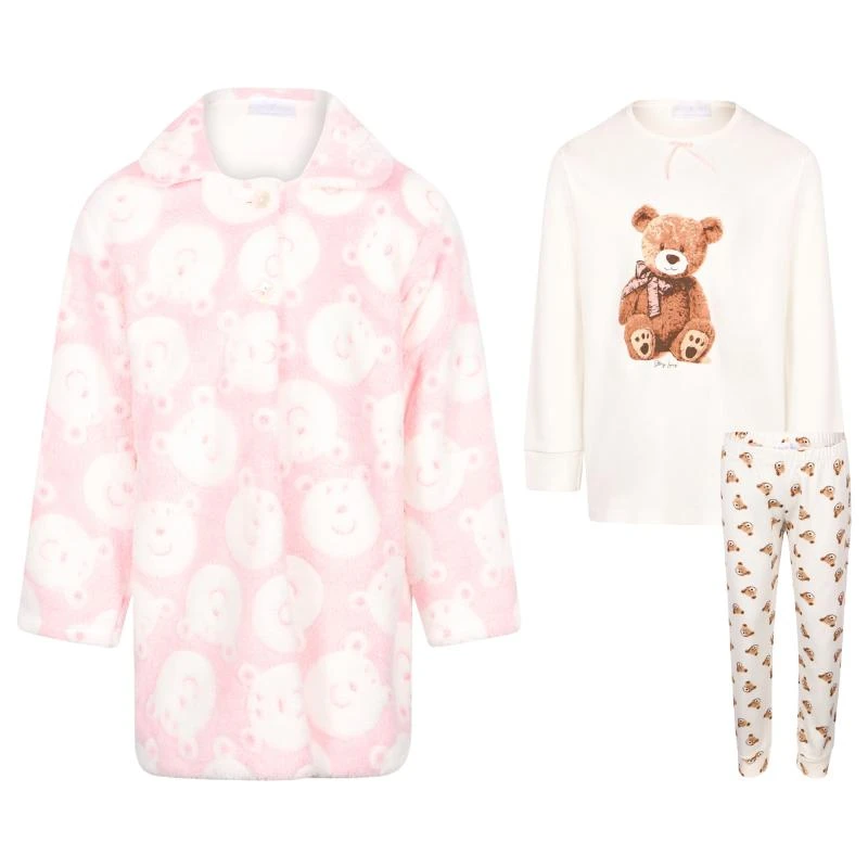 商品Story Loris|Teddies print terry bathrobe and pajamas set in pink and white,价格¥2005,第1张图片