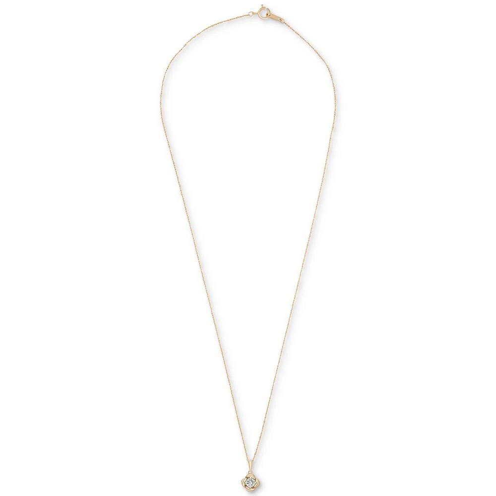 商品Macy's|Diamond Solitaire Flower 18" Pendant Necklace (1/4 ct. t.w.) in 14k Gold, Created for Macy's,价格¥4998,第3张图片详细描述