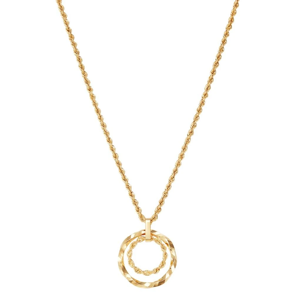 商品Macy's|Textured Double Circle 18" Pendant Necklace in 10k Gold,价格¥3077,第1张图片