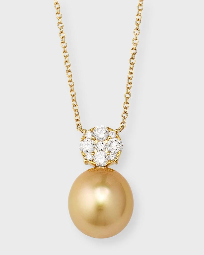 商品Pearls By Shari|18K Yellow Gold Pave Diamond and Golden Pearl Pendant Necklace, 18"L,价格¥36470,第1张图片