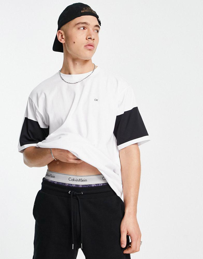 Calvin Klein archive colour block t-shirt in white商品第1张图片规格展示