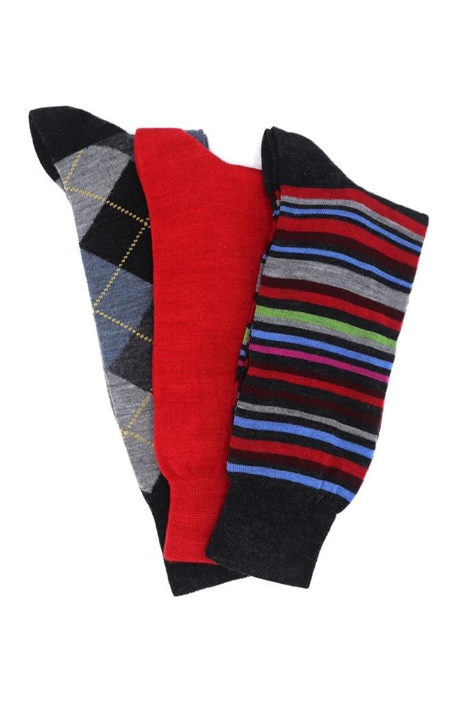 商品Lorenzo Uomo|Lorenzo Wool Pattern Socks - Pack of 3,价格¥151,第1张图片