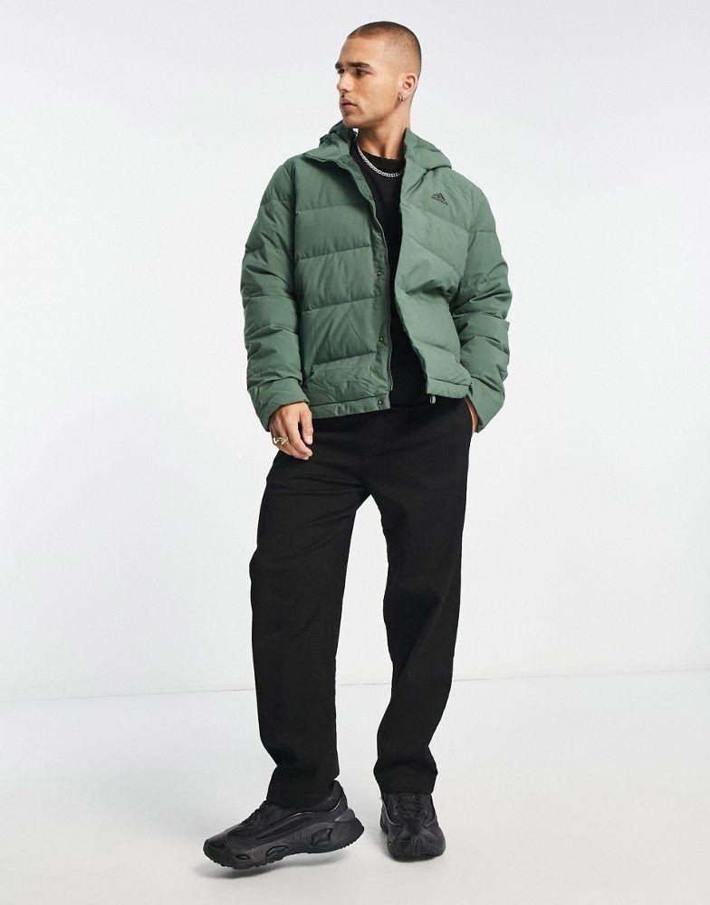 adidas Outdoor Helionic hooded puffer jacket in green商品第4张图片规格展示