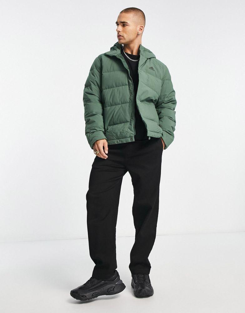 商品Adidas|adidas Outdoor Helionic hooded puffer jacket in green,价格¥972-¥1388,第6张图片详细描述