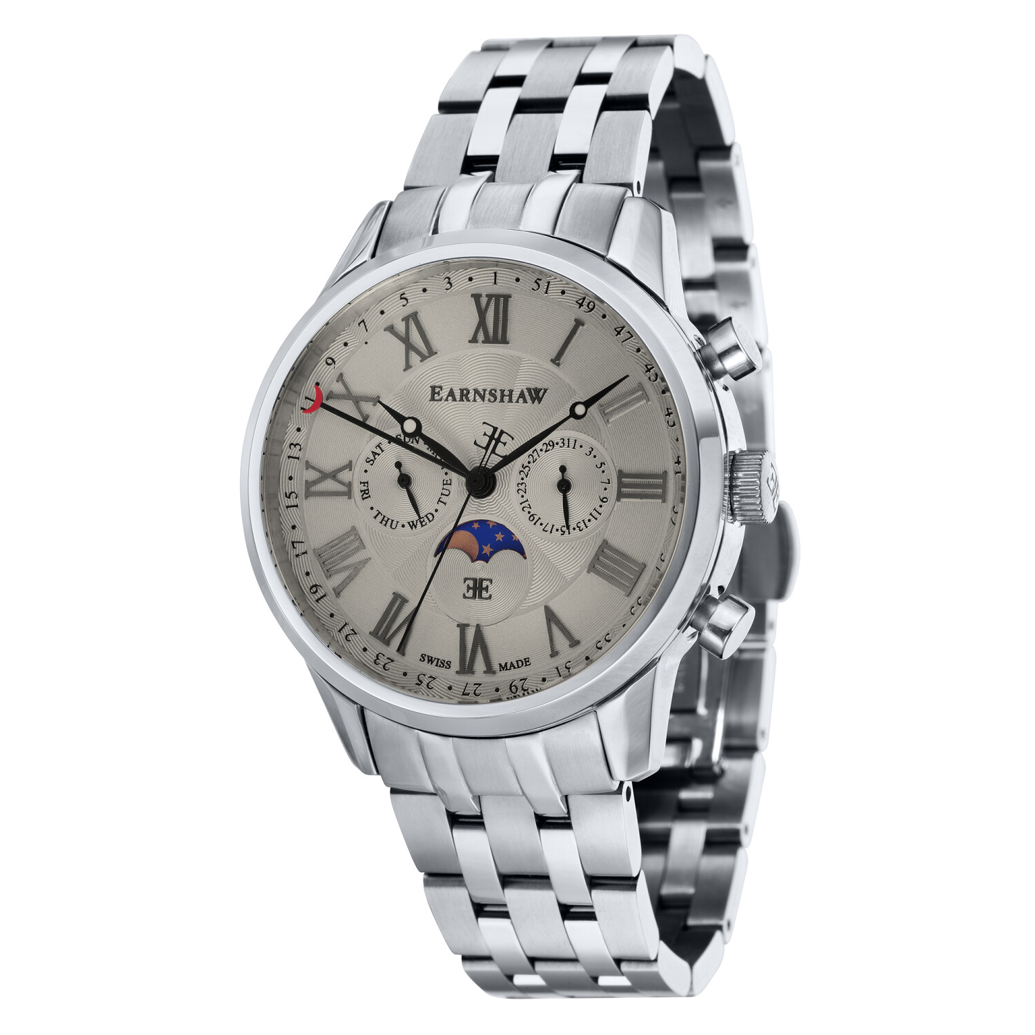 汤玛斯·恩肖（Thomas Earnshaw）男表官ES-0017-22灰色不锈钢瑞士多功能手表商品第1张图片规格展示