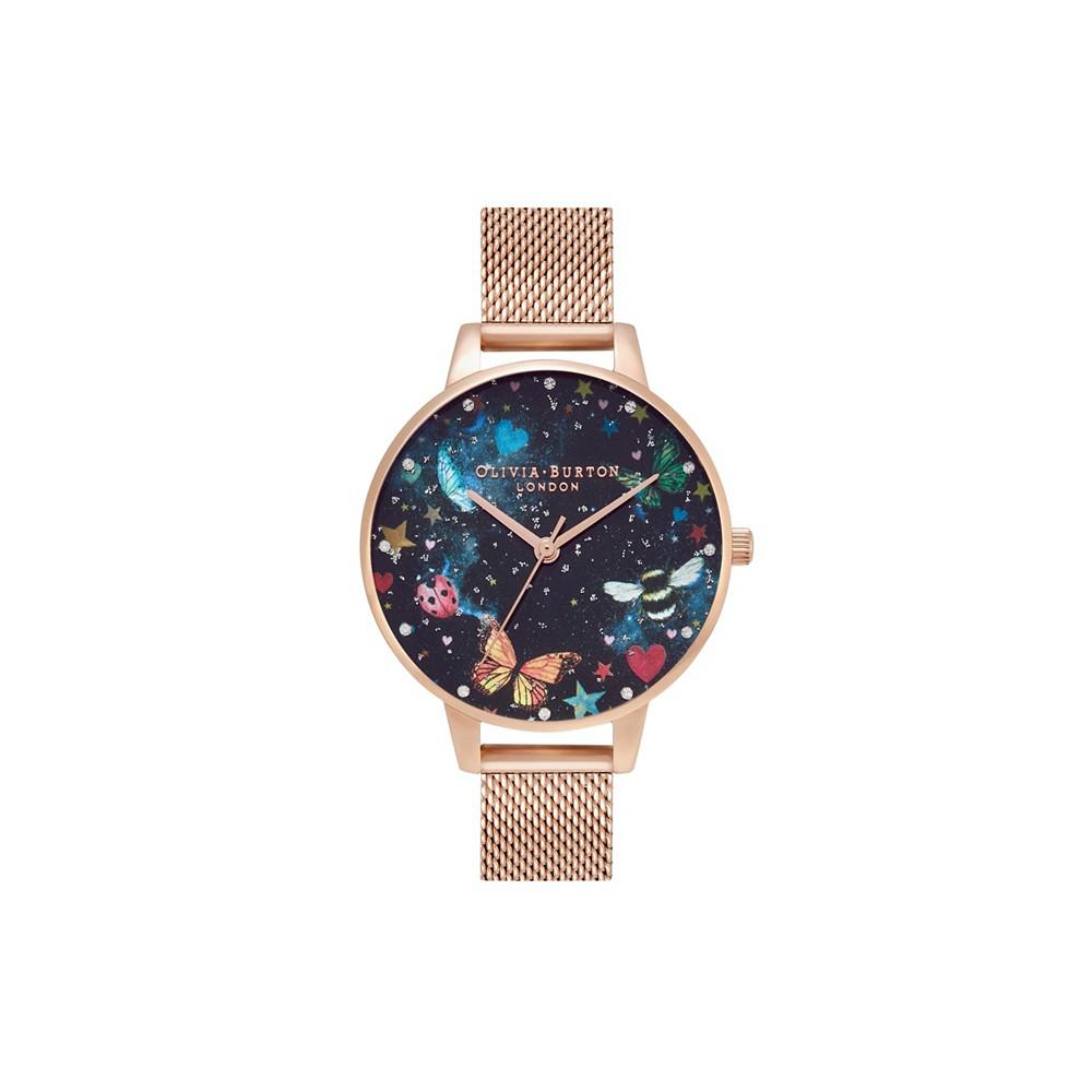 Women's Night Garden Rose Gold-Tone Mesh Bracelet Watch 34mm商品第1张图片规格展示