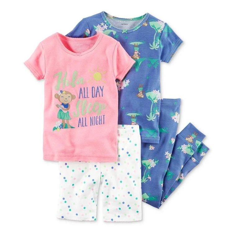 商品Carter's|女婴4-Pc. Hula All Day Cotton Pajama Set, Baby Girls (0-24 months),价格¥57,第2张图片详细描述