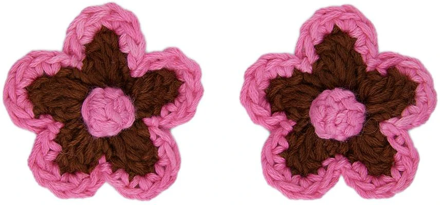 商品Misha & Puff|Kids Brown & Pink Medium Flower Hair Clip Set,价格¥124,第1张图片