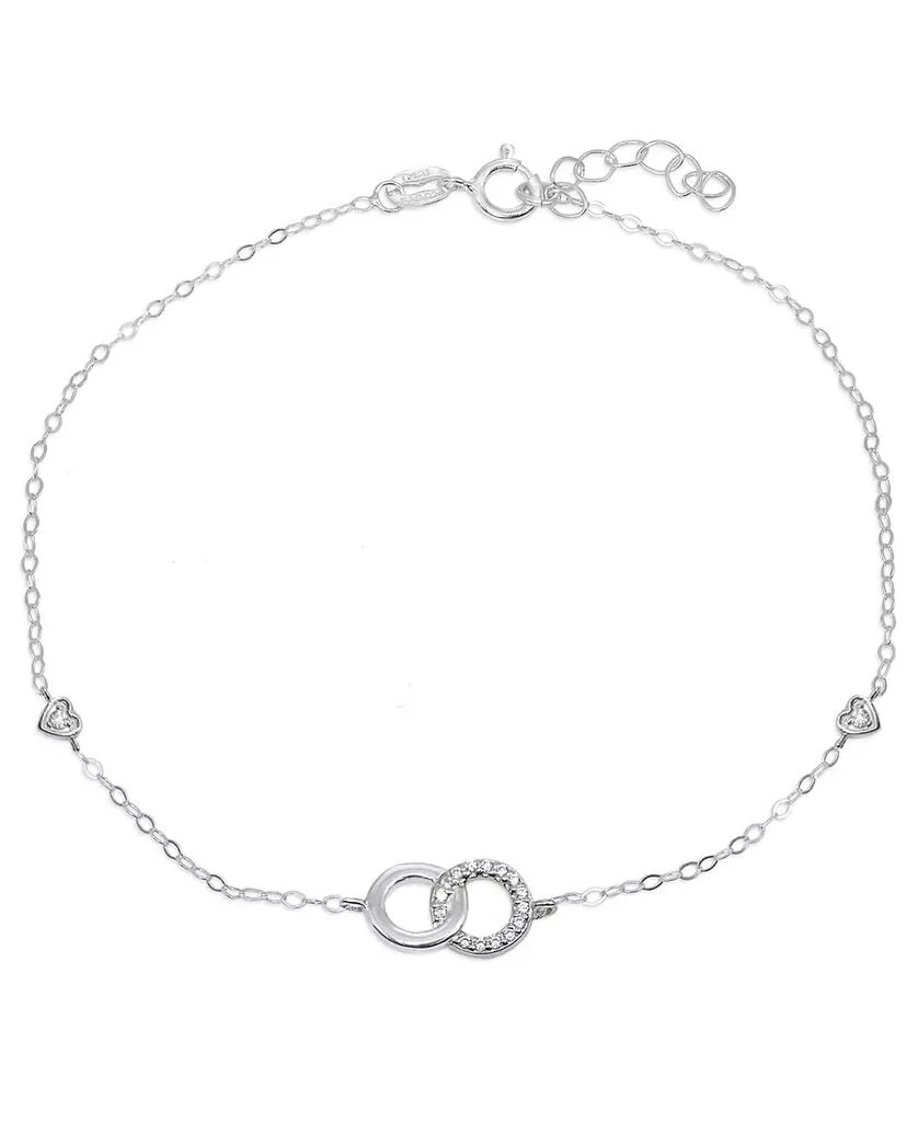 商品Giani Bernini|Cubic Zirconia Pavé Interlocking  Circles Ankle Bracelet in Sterling Silver or Two Tone Sterling Silver & 18K Gold-Plated Sterling Silver,价格¥113,第1张图片