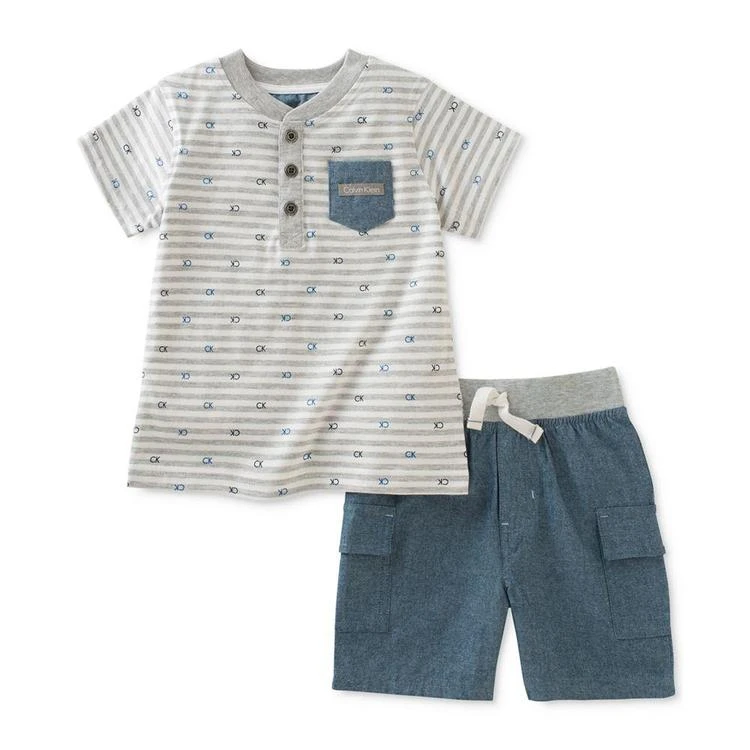 商品Calvin Klein|2-Pc. Henley Shirt & Cargo Shorts Set, Baby Boys (0-24 Months),价格¥87,第2张图片详细描述