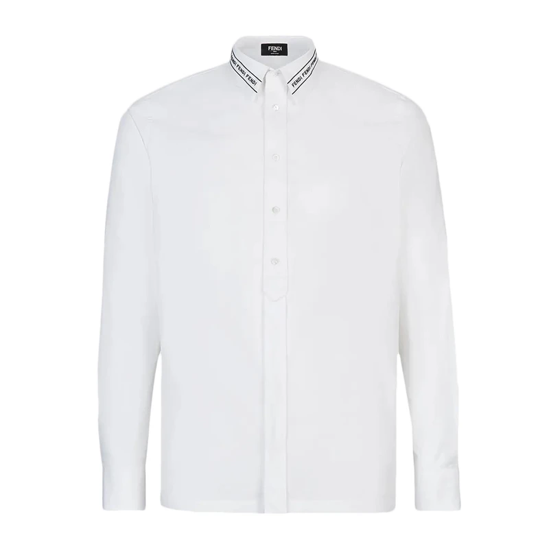 商品Fendi|Fendi 男士白色徽标长袖衬衫 FS0896-AC2N-F0QA0,价格¥3124,第1张图片