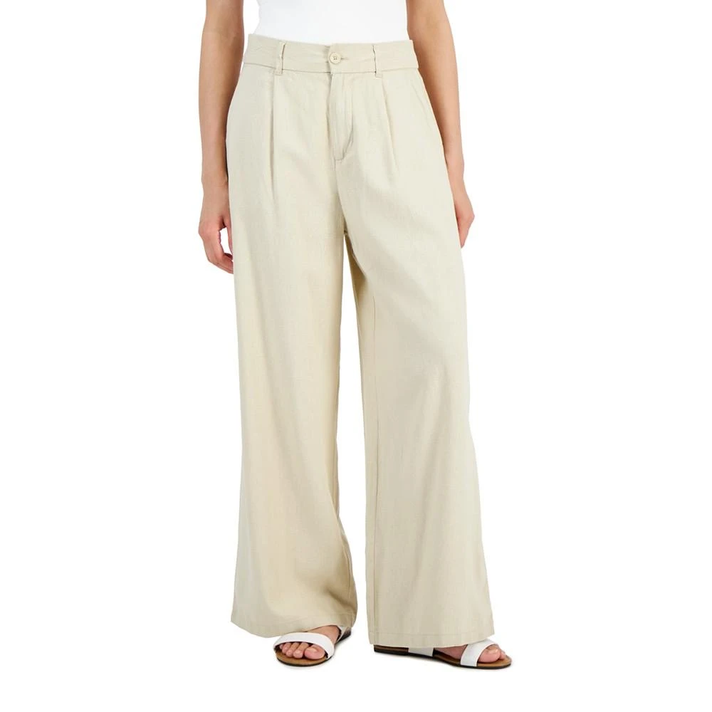 商品Rewash|Juniors' High-Rise Linen Wide-Leg Pleat-Front Trouser Pants,价格¥173,第1张图片