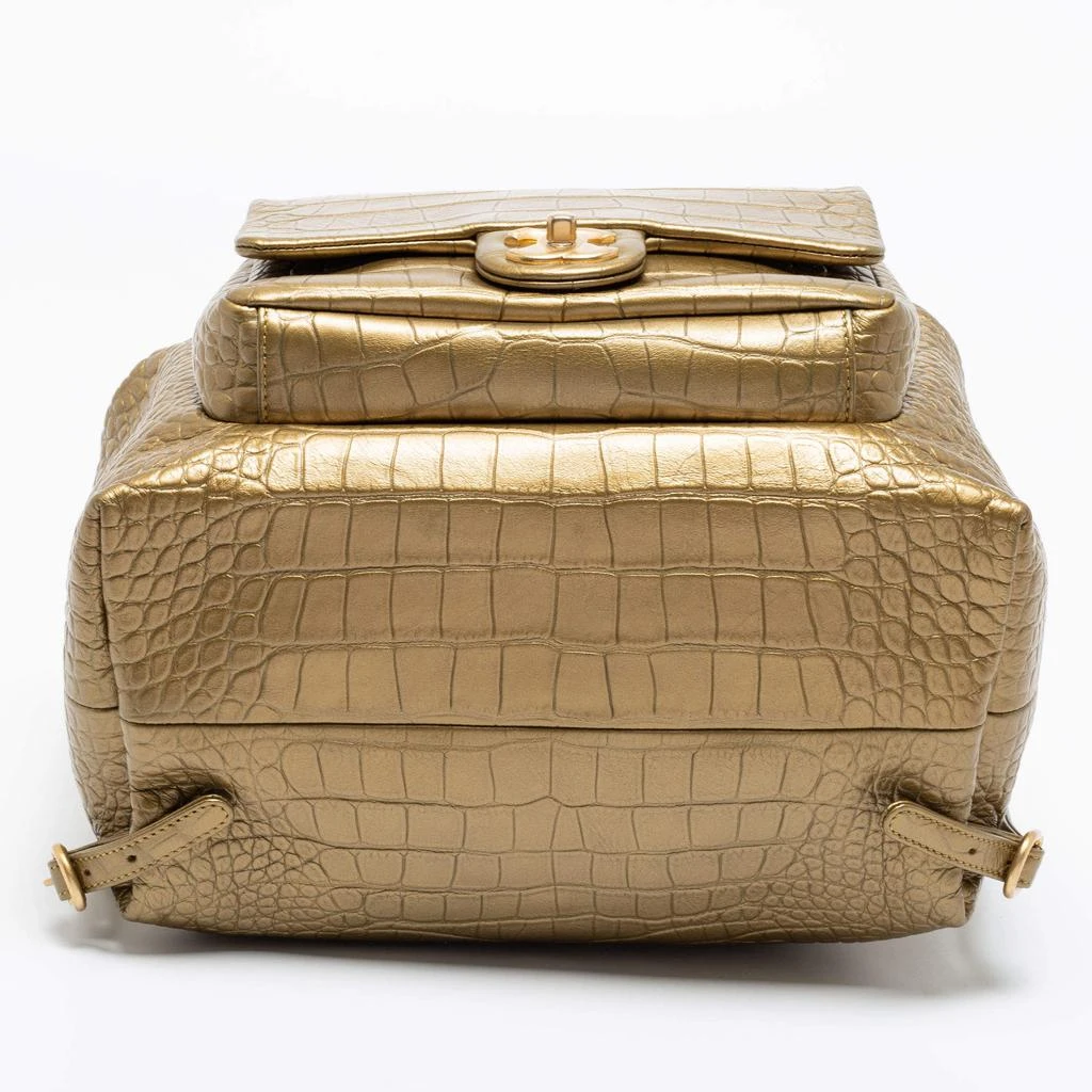 Chanel Gold Croc Embossed Leather Drawstring Backpack 商品