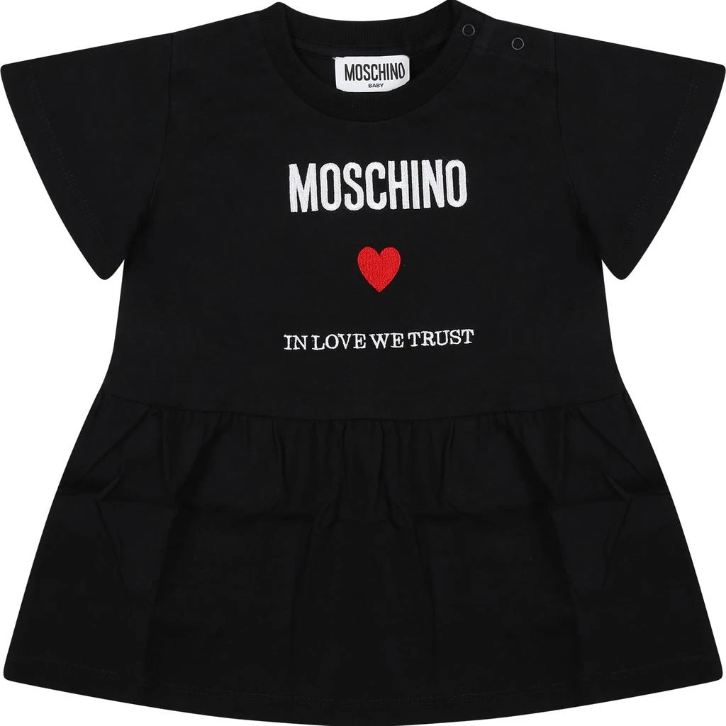 商品Moschino|Black Dress For Baby Girl With Logo And Heart,价格¥1110,第1张图片