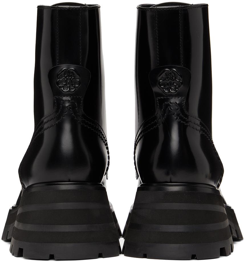 Black Patent Lace-Up Boots商品第4张图片规格展示