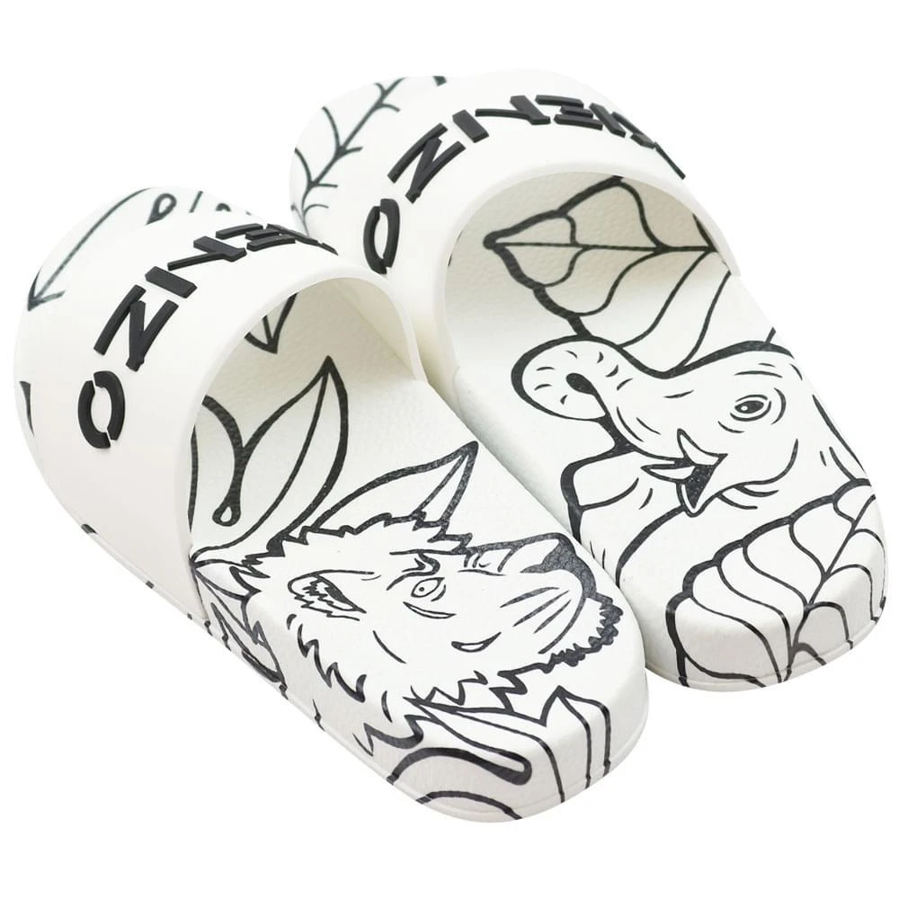 商品Kenzo|White Embossed Logo Sliders,价格¥342,第3张图片详细描述
