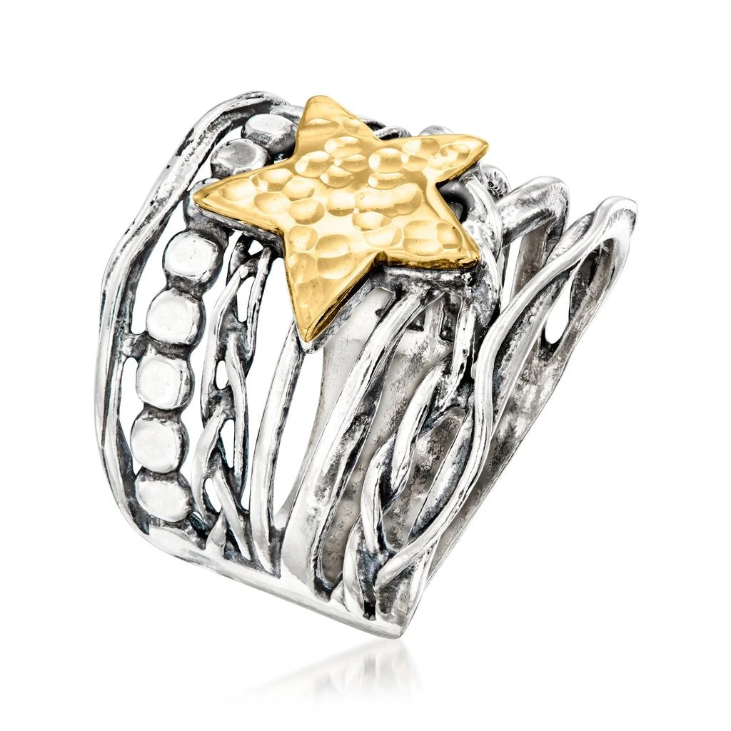 商品Ross-Simons|Sterling Silver and 14kt Yellow Gold Star Ring,价格¥1037,第3张图片详细描述