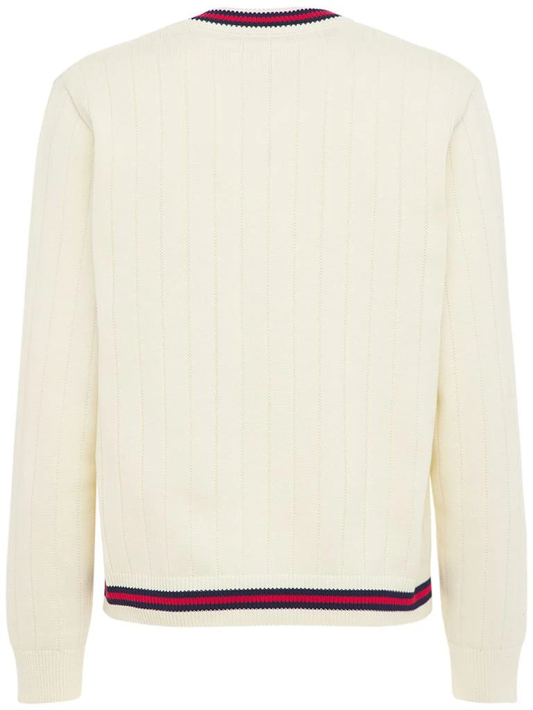 商品Gucci|Cotton Knit V Neck Sweater W/ Web,价格¥9179,第5张图片详细描述