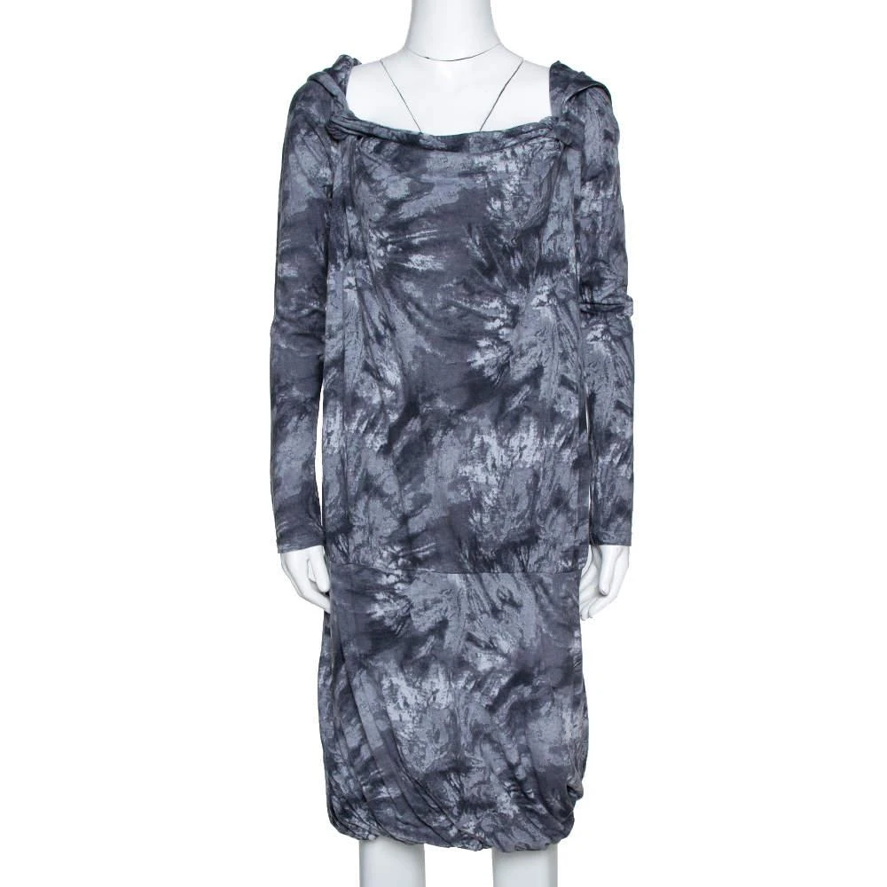 商品[二手商品] Alexander McQueen|McQ by Alexander McQueen Graphite Printed Cotton Jersey Hooded Dress S,价格¥813,第1张图片