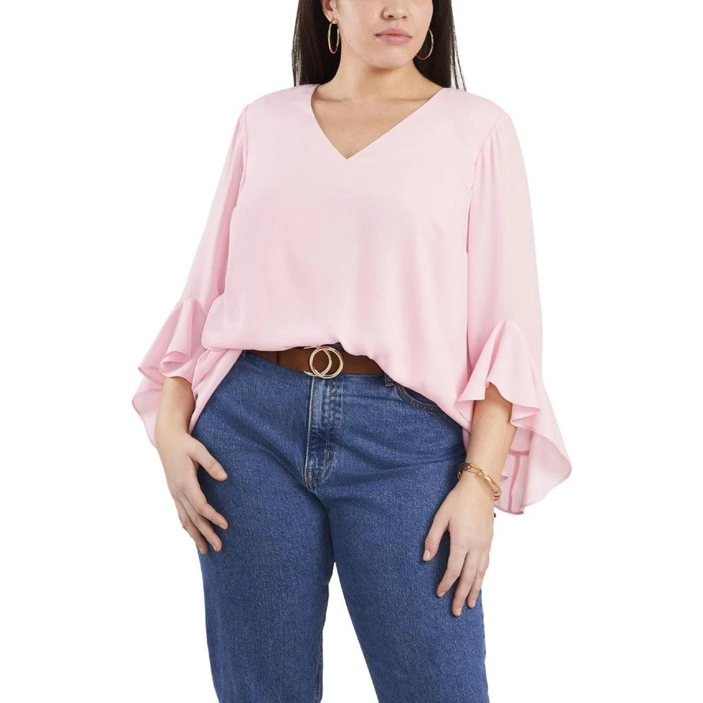 商品Vince Camuto|Vince Camuto Womens Plus Georgette V Neck Crossover Tunic Top,价格¥215,第1张图片