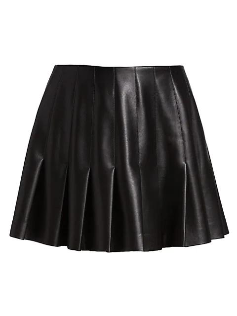 Carter Faux Leather Pleated Miniskirt商品第1张图片规格展示